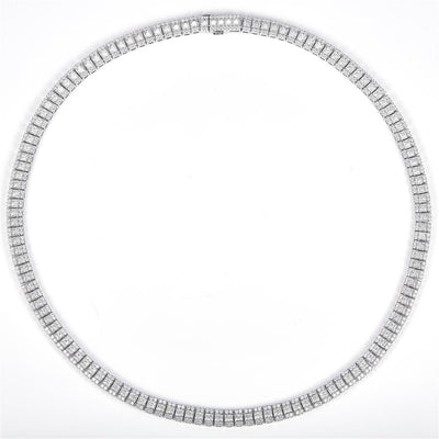 16.02 Ct. Moissanite Sterling Silver (White). Tennis with Round & Princess Cut Stones Chain. (Unisex). 18 in Long. 5 mm Wide