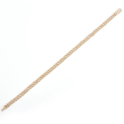 2.04 Ct. Diamond 14 Kt Gold (Yellow). Solid Cuban Link Bracelet. (Unisex). 8 in Long. 5 mm Wide