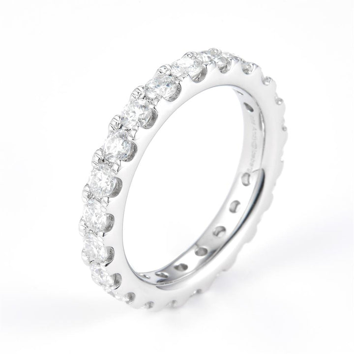 1.74 Ct. Moissanite Sterling Silver (White). Eternity Band Ring. (Women). Size 7.5