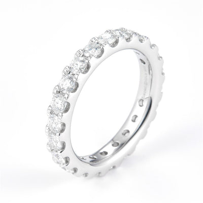 1.74 Ct. Moissanite Sterling Silver (White). Eternity Band Ring. (Women). Size 7.5