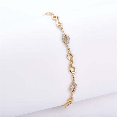 0.153 Ct. Diamond 10 Kt Gold (Yellow). Designer Bracelet. (Women). 8 in Long. 4.3 mm Wide
