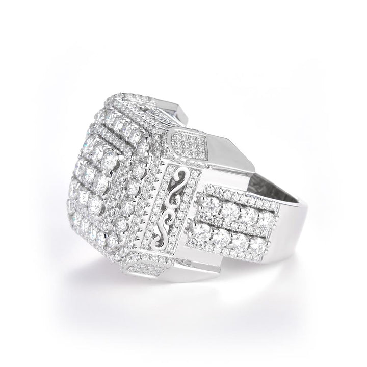 5.12 Ct. Moissanite Sterling Silver (White). Ring. (Men). Size 10