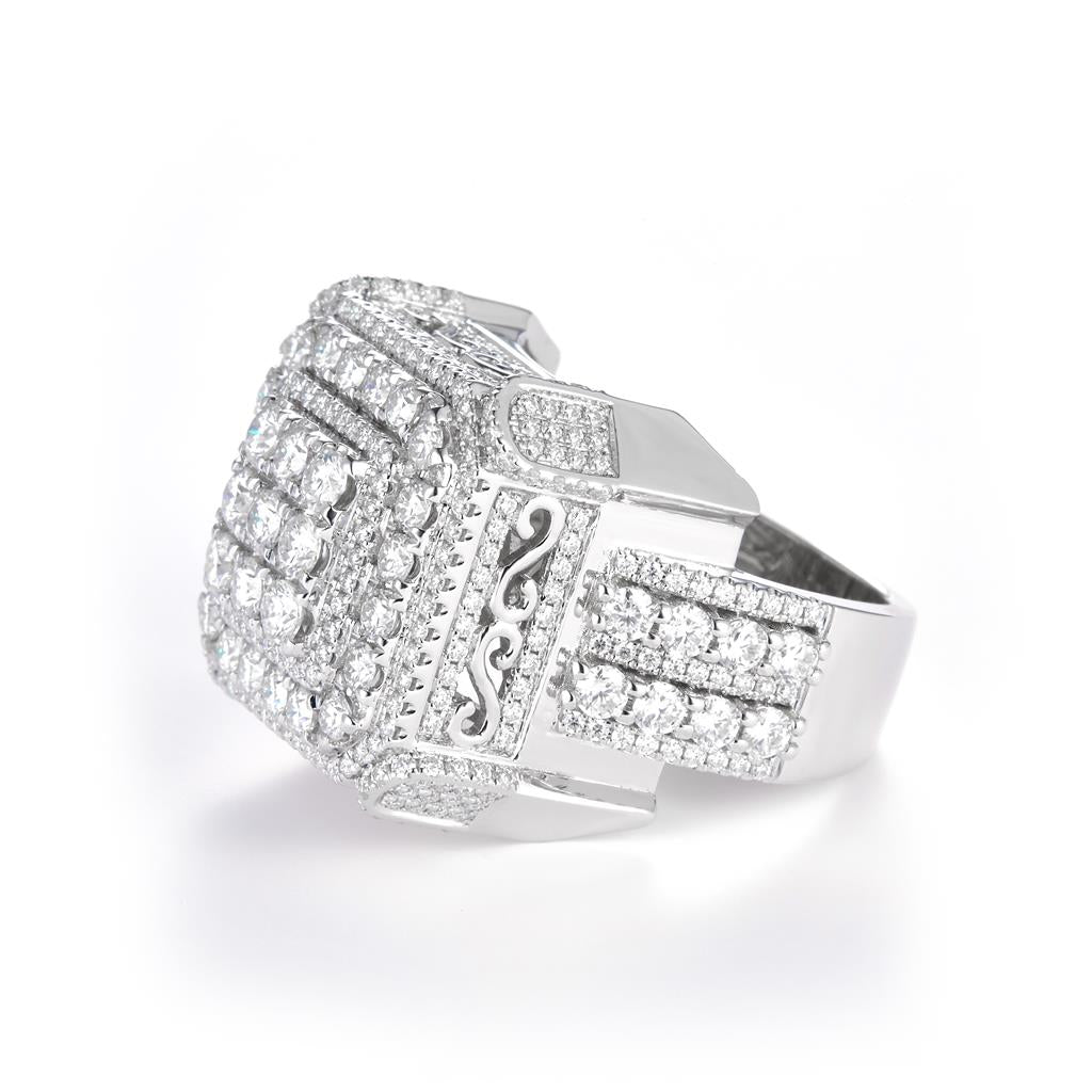 5.12 Ct. Moissanite Sterling Silver (White). Ring. (Men). Size 10