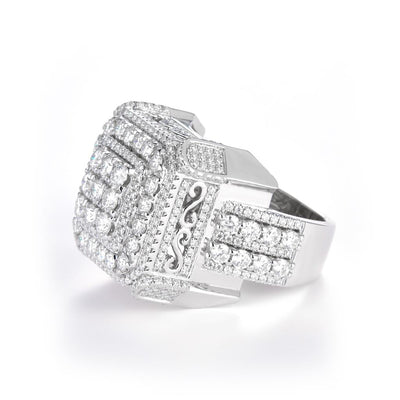 5.12 Ct. Moissanite Sterling Silver (White). Ring. (Men). Size 10