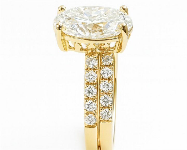 3 Ct. Diamond 10 Kt Gold (Yellow). Oval Solitaire Ring. (Women). Size 7