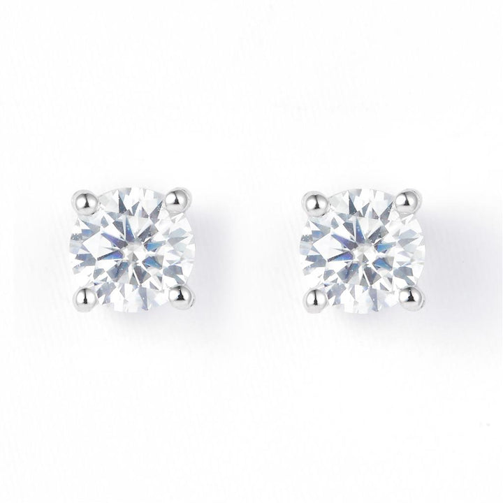 0.6 Ct. Moissanite Sterling Silver (White). Solitaire Stud Earrings. (Women).