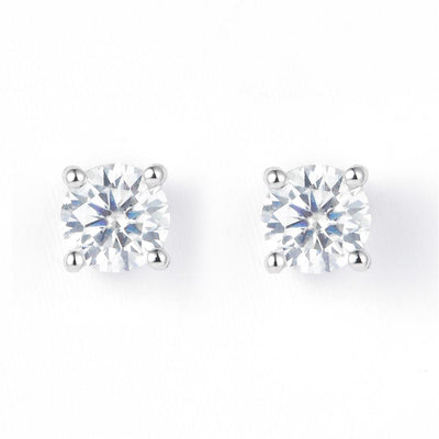 0.6 Ct. Moissanite Sterling Silver (White). Solitaire Stud Earrings. (Women).