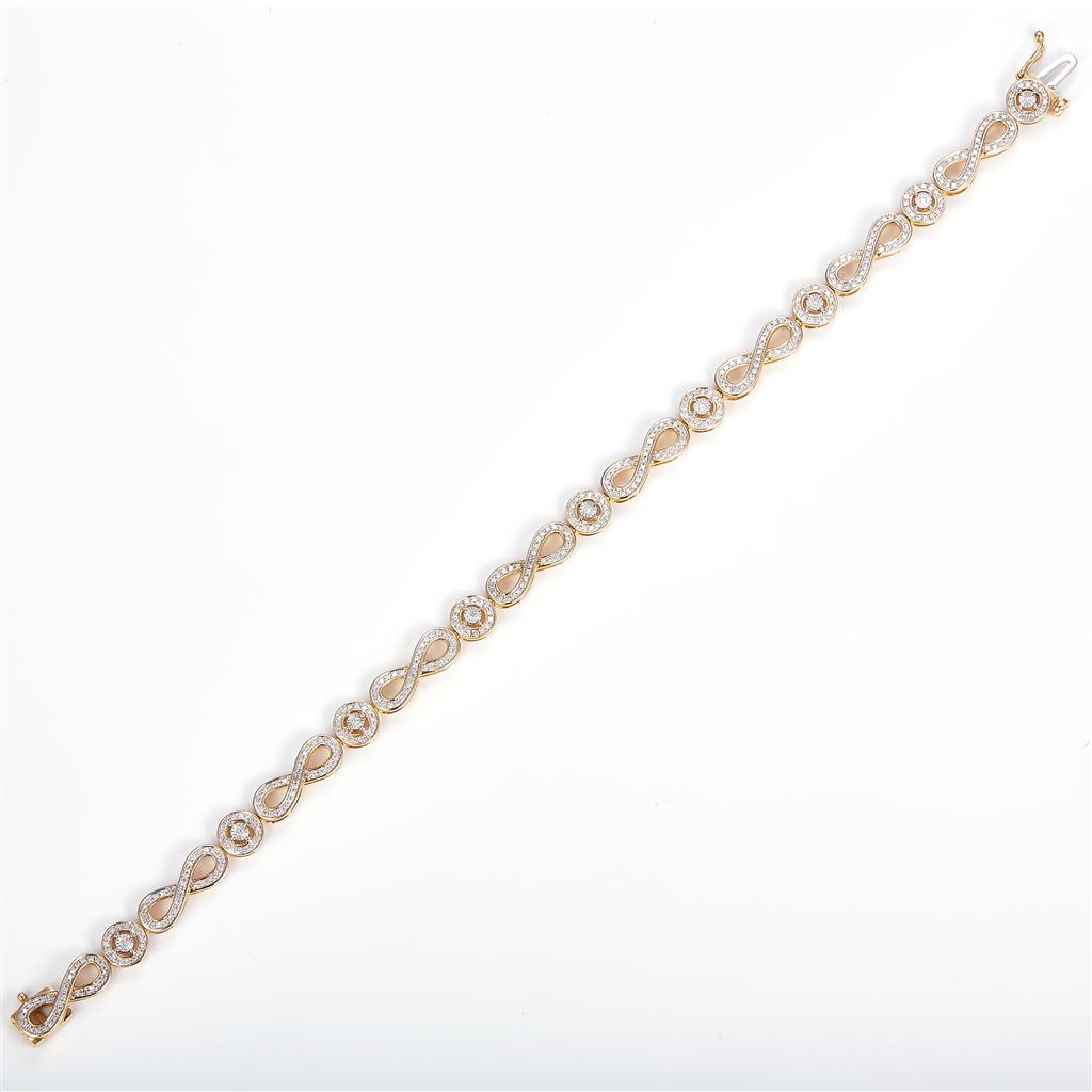 0.96 Ct. Diamond 10 Kt Gold (Yellow). Designer Bracelet. (Women). 8 in Long. 7.2 mm Wide