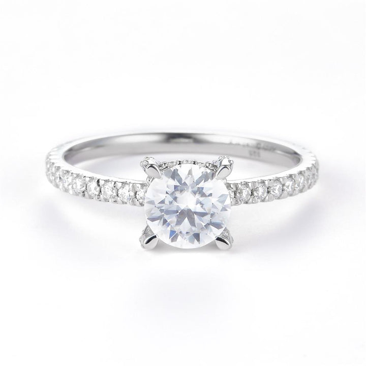 1.353 Ct. Moissanite Sterling Silver (White). Solitaire Ring. (Women). Size 7.5
