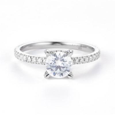 1.353 Ct. Moissanite Sterling Silver (White). Solitaire Ring. (Women). Size 7.5