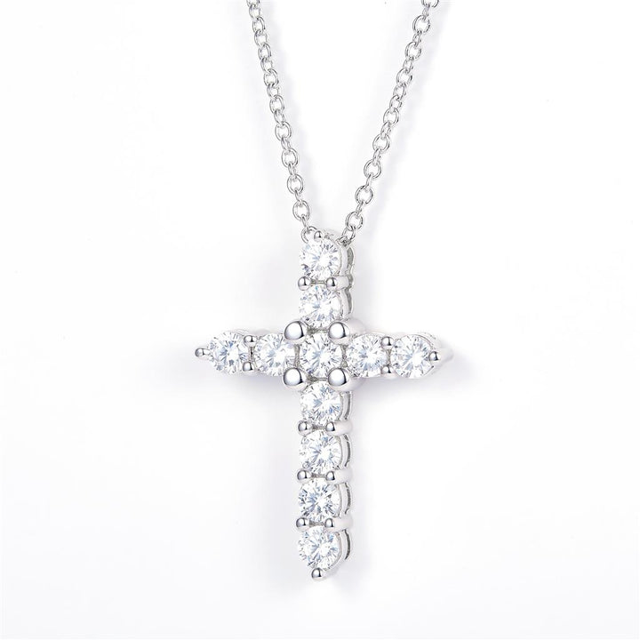 0.91 Ct. Moissanite Sterling Silver (White). Cross Pendant. (Women).