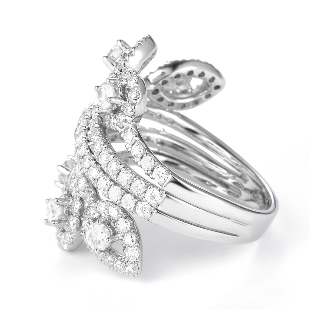 1.78 Ct. Moissanite Sterling Silver (White). Multi-Row Ring. (Women). Size 7