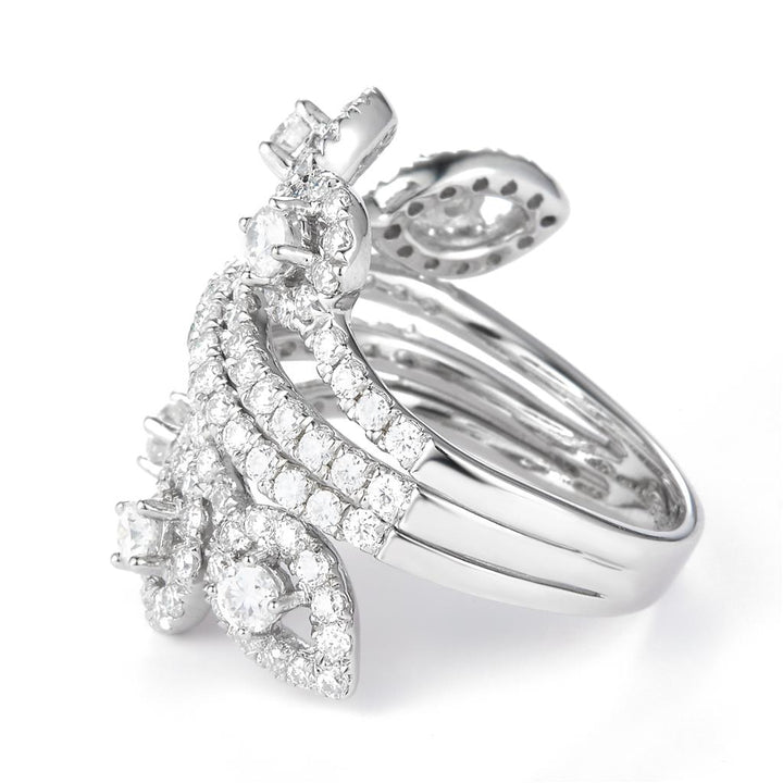 1.78 Ct. Moissanite Sterling Silver (White). Multi-Row Ring. (Women). Size 7