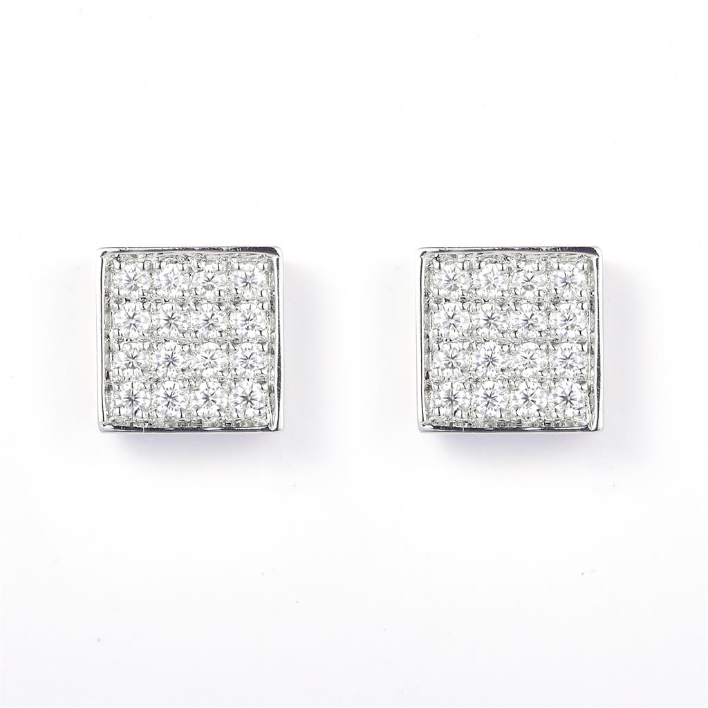 0.25 Ct. Moissanite Sterling Silver (White). Studs Earrings. (Unisex).