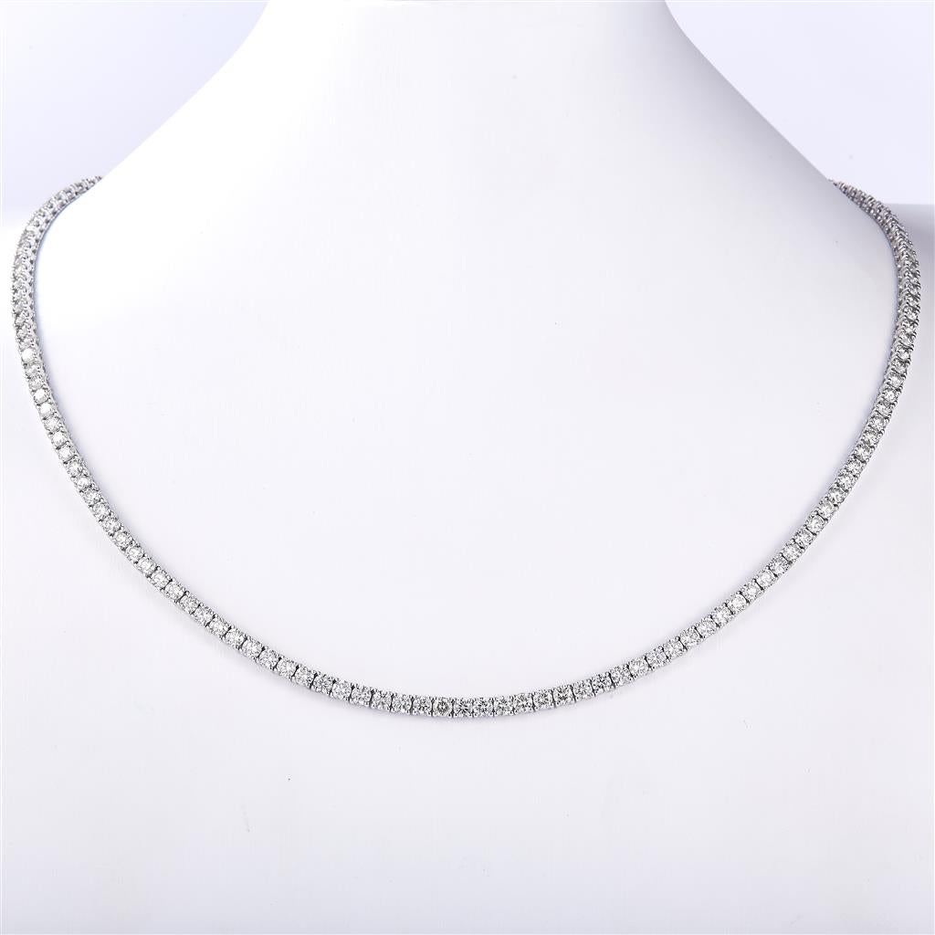 13.41 Ct. Diamond 14 Kt Gold (White). Tennis Chain. (Unisex). 18 in Long. 2.75 mm Wide