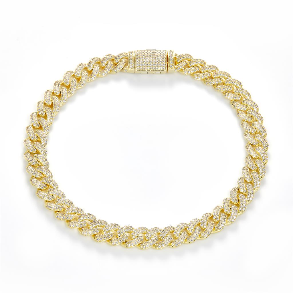 3.3 Ct. Diamond 14 Kt Gold (Yellow). Solid Cuban Link Bracelet. (Unisex). 8 in Long. 7 mm Wide