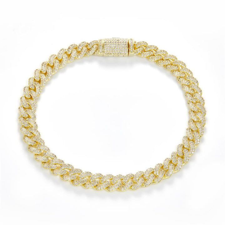 3.3 Ct. Diamond 14 Kt Gold (Yellow). Solid Cuban Link Bracelet. (Unisex). 8 in Long. 7 mm Wide