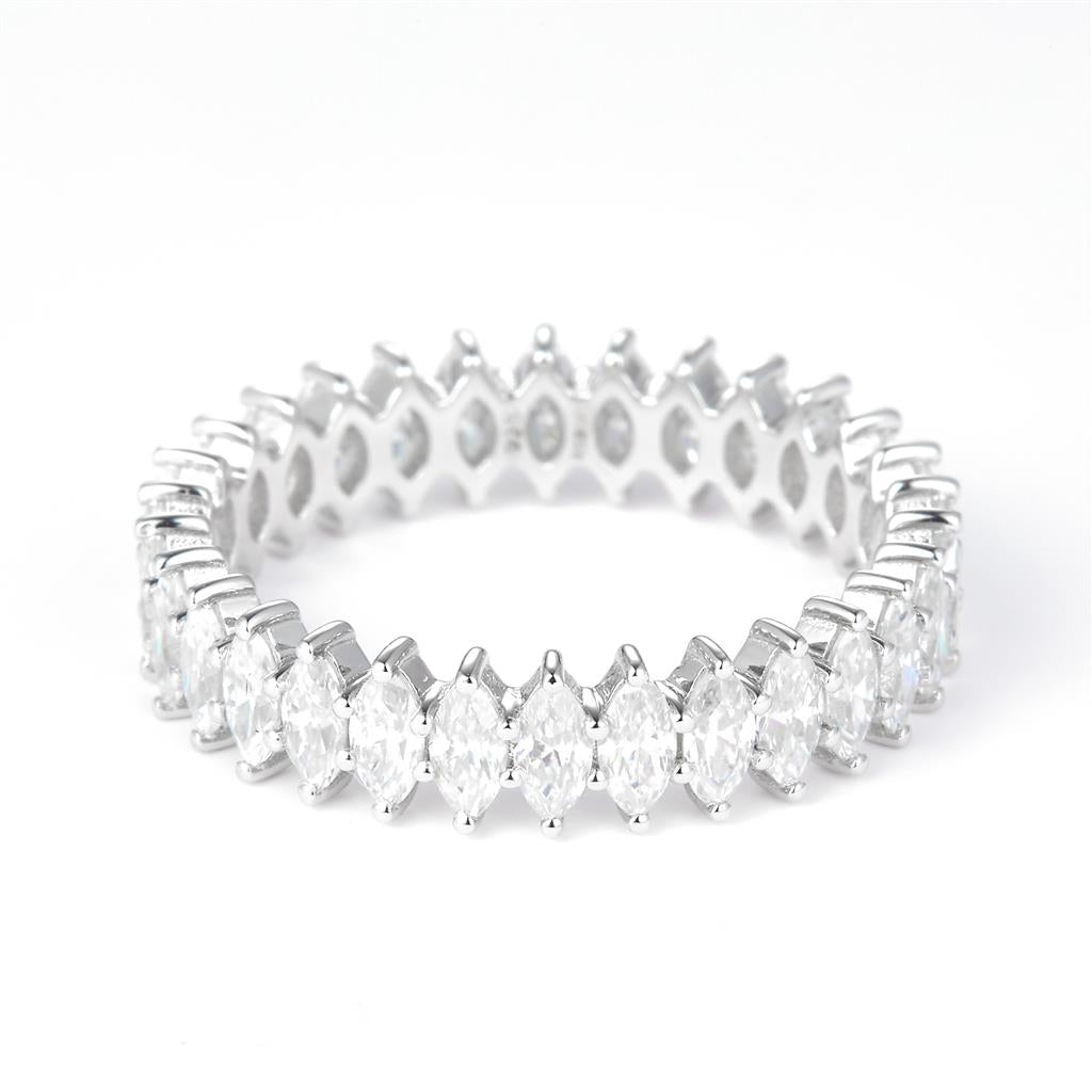 2.1 Ct. Moissanite Sterling Silver (White). Eternity Band with Marquise Stones Ring. (Women). Size 7.5