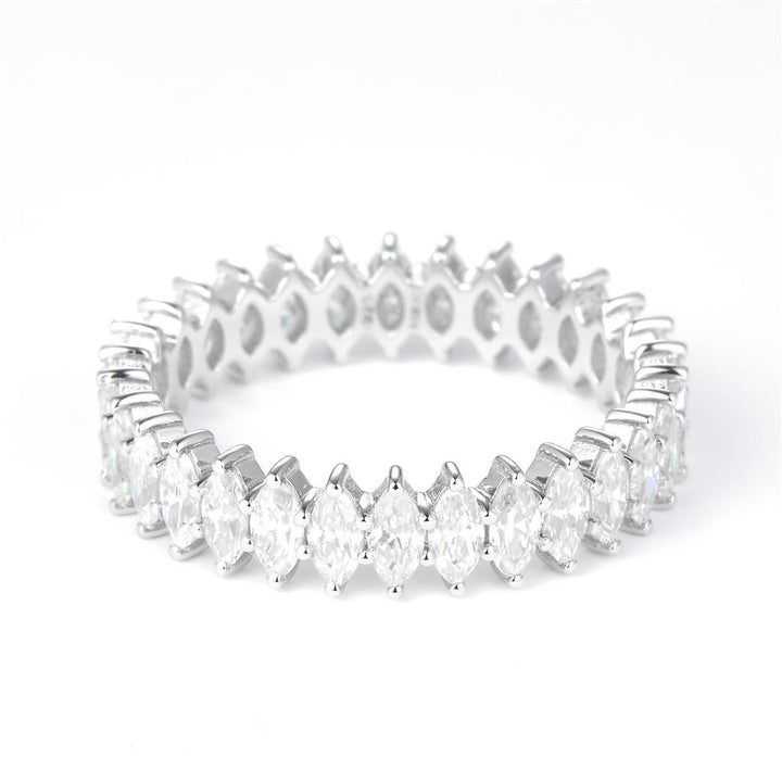 2.1 Ct. Moissanite Sterling Silver (White). Eternity Band with Marquise Stones Ring. (Women). Size 7.5