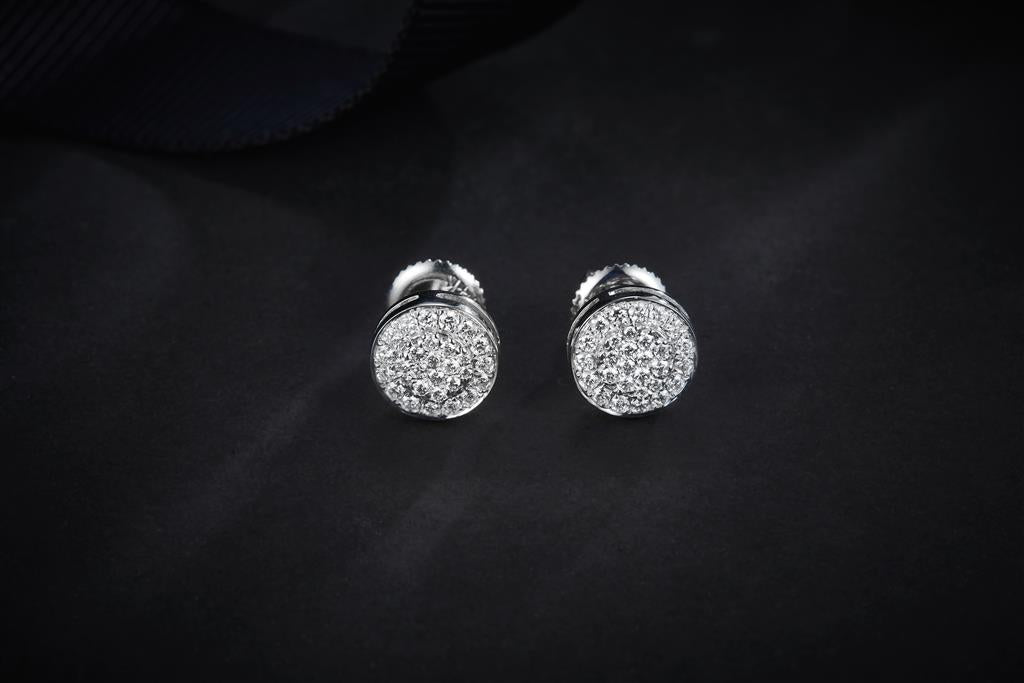 0.74 Ct. Diamond 14 Kt Gold (White). Studs Earrings. (Unisex).