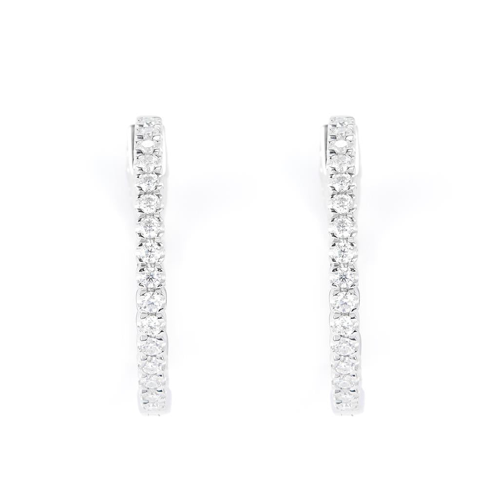 0.52 Ct. Moissanite Sterling Silver (White). Hinged Hoop with Snap Fastening Earrings. (Women).