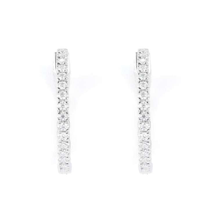 0.52 Ct. Moissanite Sterling Silver (White). Hinged Hoop with Snap Fastening Earrings. (Women).