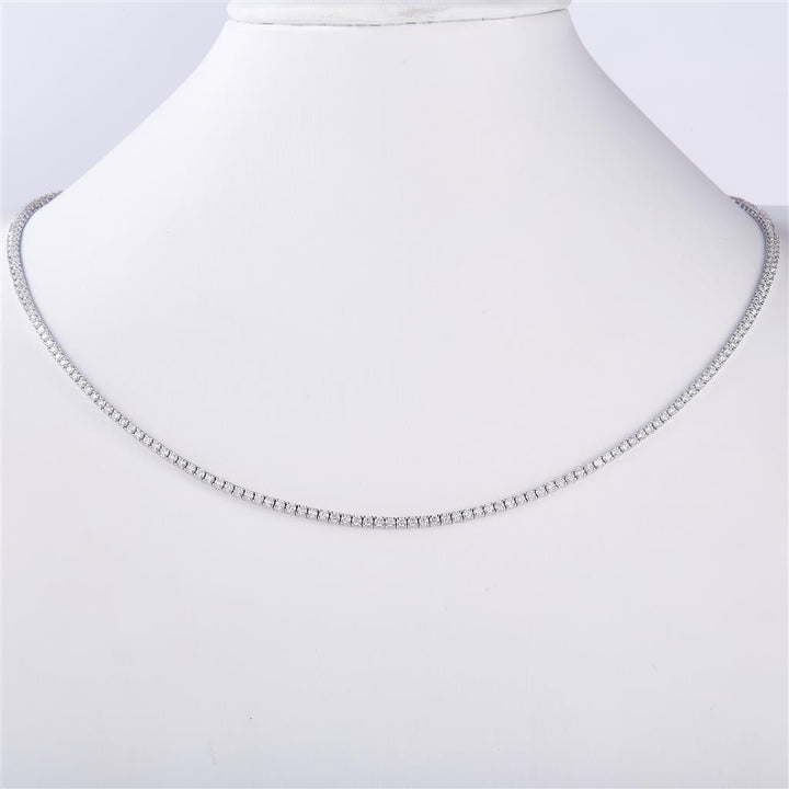 3.831 Ct. Diamond 14 Kt Gold (White). Tennis Chain. (Unisex). 17 in Long. 1.6 mm Wide