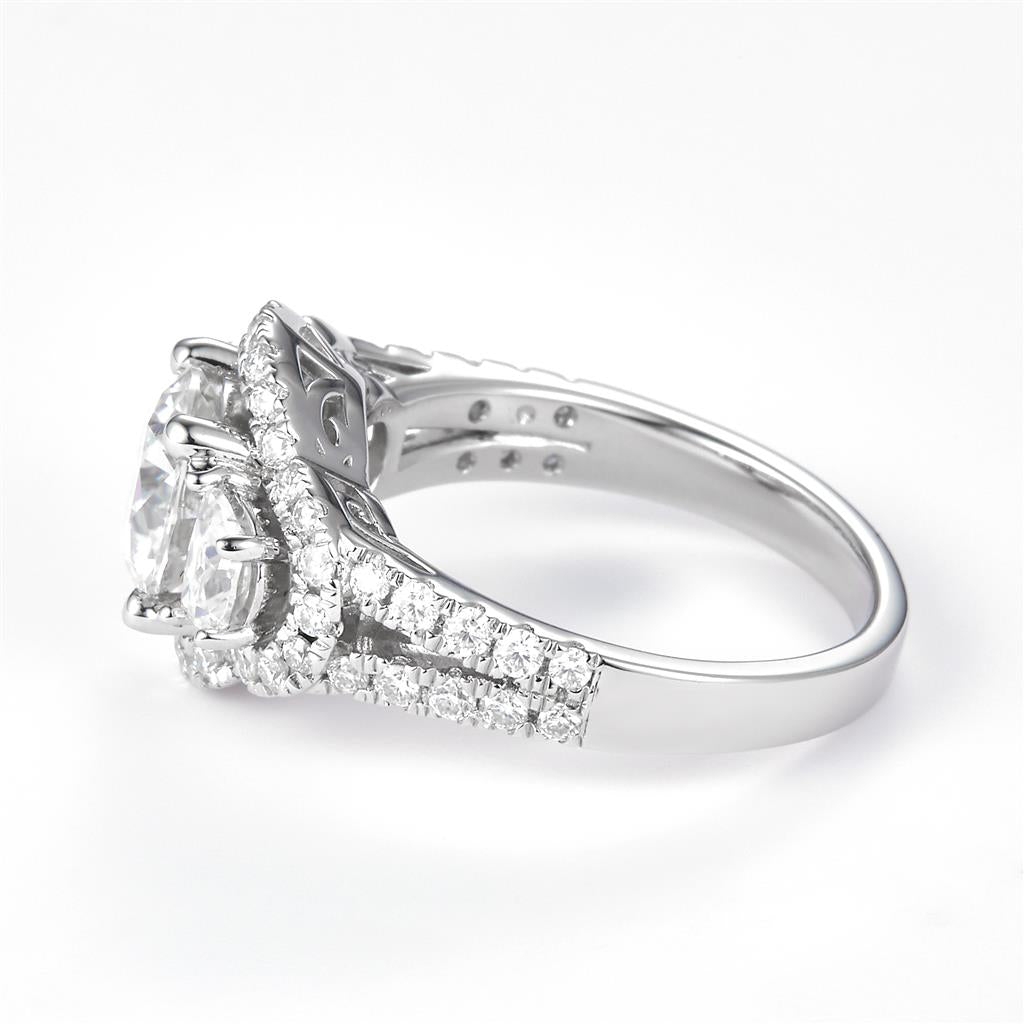 3.166 Ct. Moissanite Sterling Silver (White). Solitaire Ring. (Women). Size 8