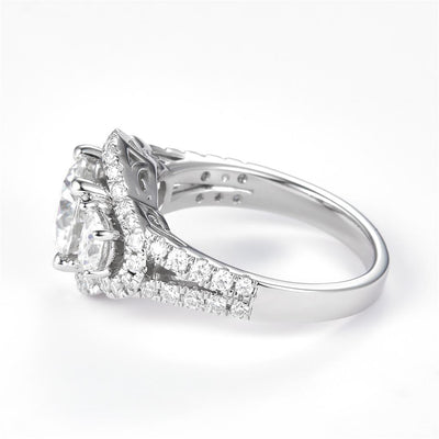 3.166 Ct. Moissanite Sterling Silver (White). Solitaire Ring. (Women). Size 8