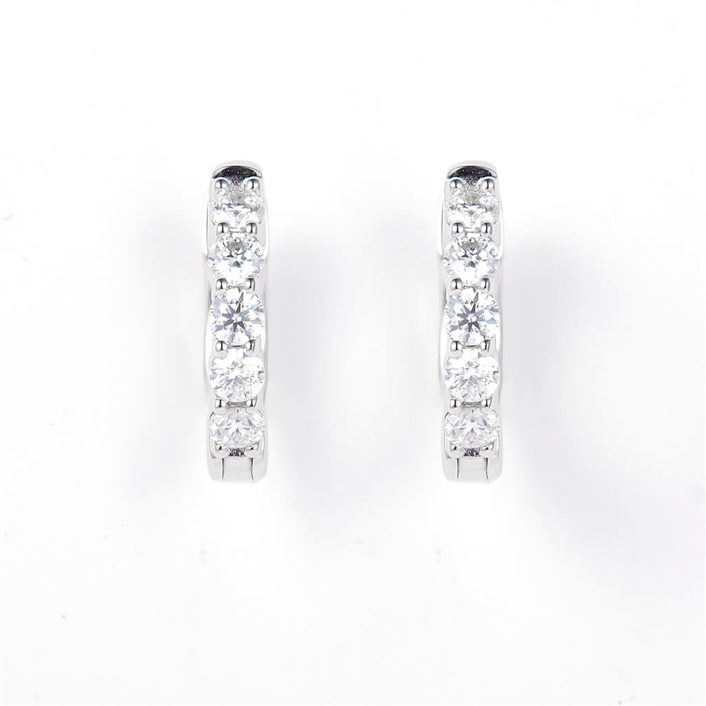 0.48 Ct. Moissanite 14 Kt Gold (White). Hinged Hoop Earrings. (Women).
