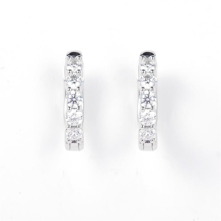 0.48 Ct. Moissanite 14 Kt Gold (White). Hinged Hoop Earrings. (Women).