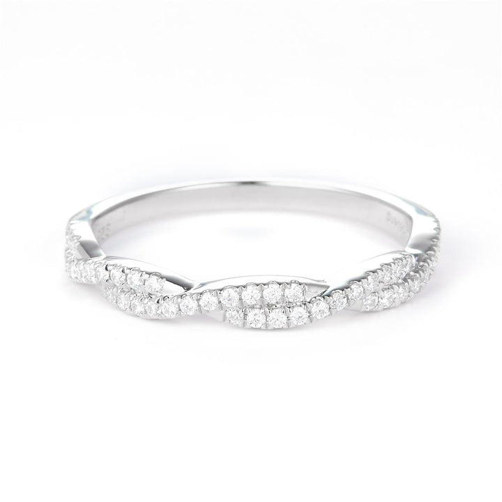 0.24 Ct. Moissanite Sterling Silver (White). Wedding Band Ring. (Women). Size 7.5