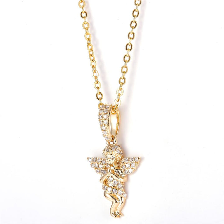0.157 Ct. Diamond 14 Kt Gold (Yellow). Angel (No chain included) Pendant. (Unisex).