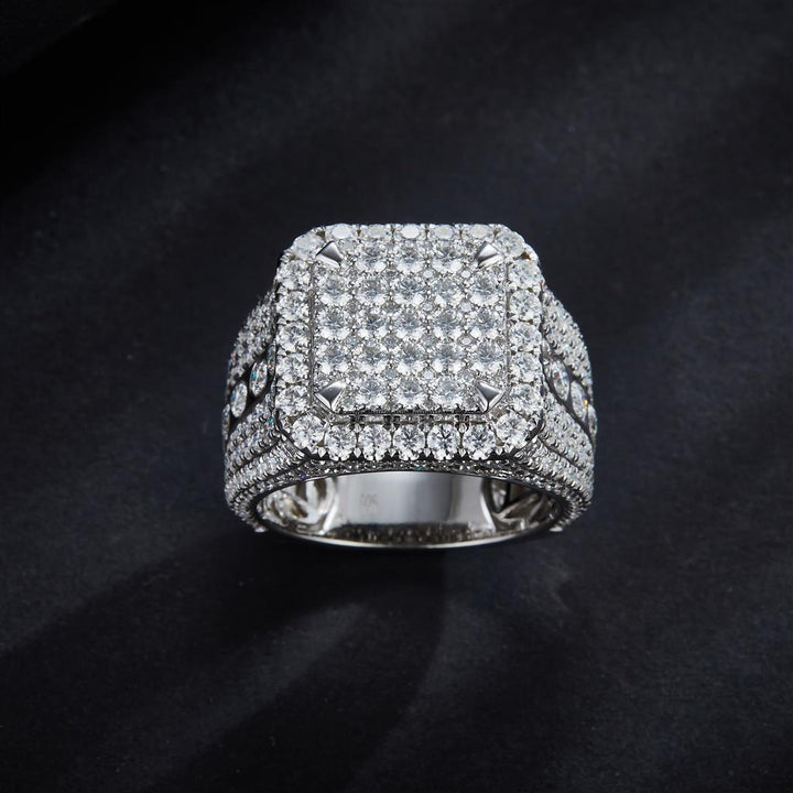 5.12 Ct. Moissanite Sterling Silver (White). Ring. (Men). Size 10