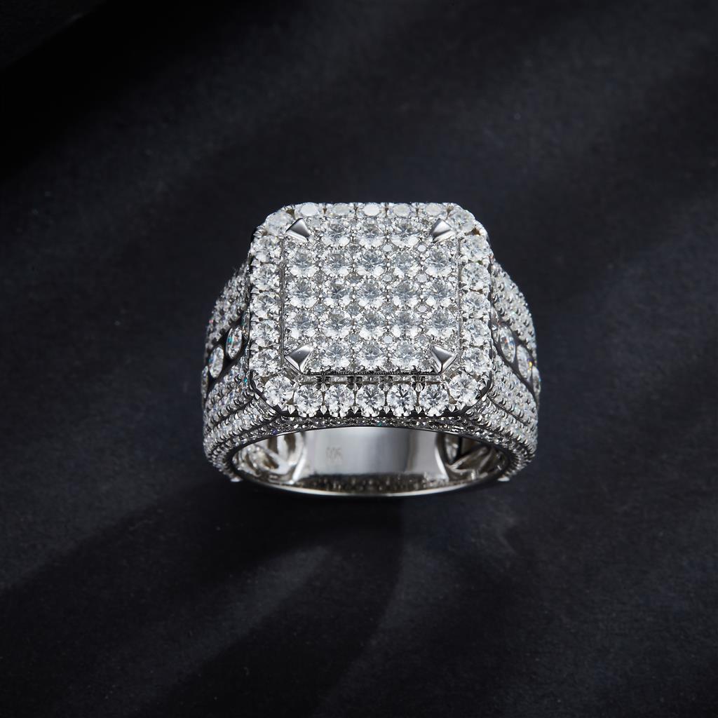 5.12 Ct. Moissanite Sterling Silver (White). Ring. (Men). Size 10