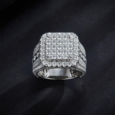 5.12 Ct. Moissanite Sterling Silver (White). Ring. (Men). Size 10