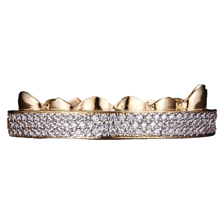 Diamond Bar Style Gold Grillz (6 teeth)