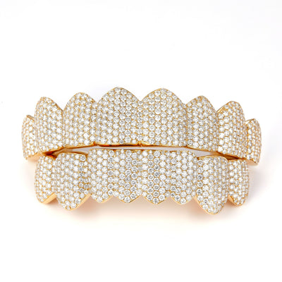 Natural Diamond Gold Grillz 4 Teeth