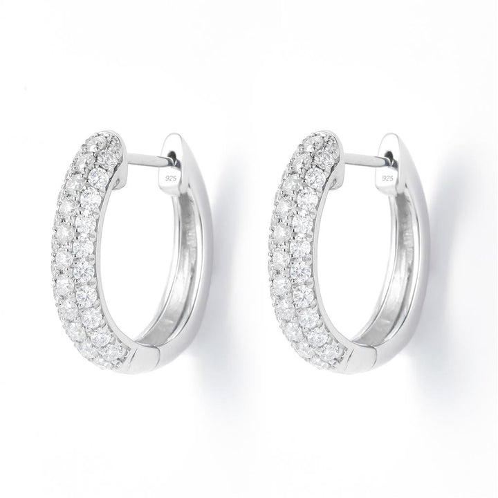 0.79 Ct. Moissanite Sterling Silver (White). Hoop with Snap Fastening Earrings. (Women).