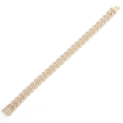 6.11 Ct. Diamond 10 Kt Gold (Yellow). Solid Cuban Link Bracelet. (Men). 8 in Long. 11 mm Wide