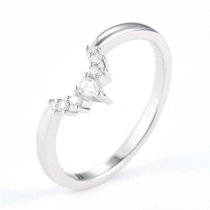 0.11 Ct. Moissanite Sterling Silver (White). Pear Cut Center Stone Ring. (Women). Size 7.5