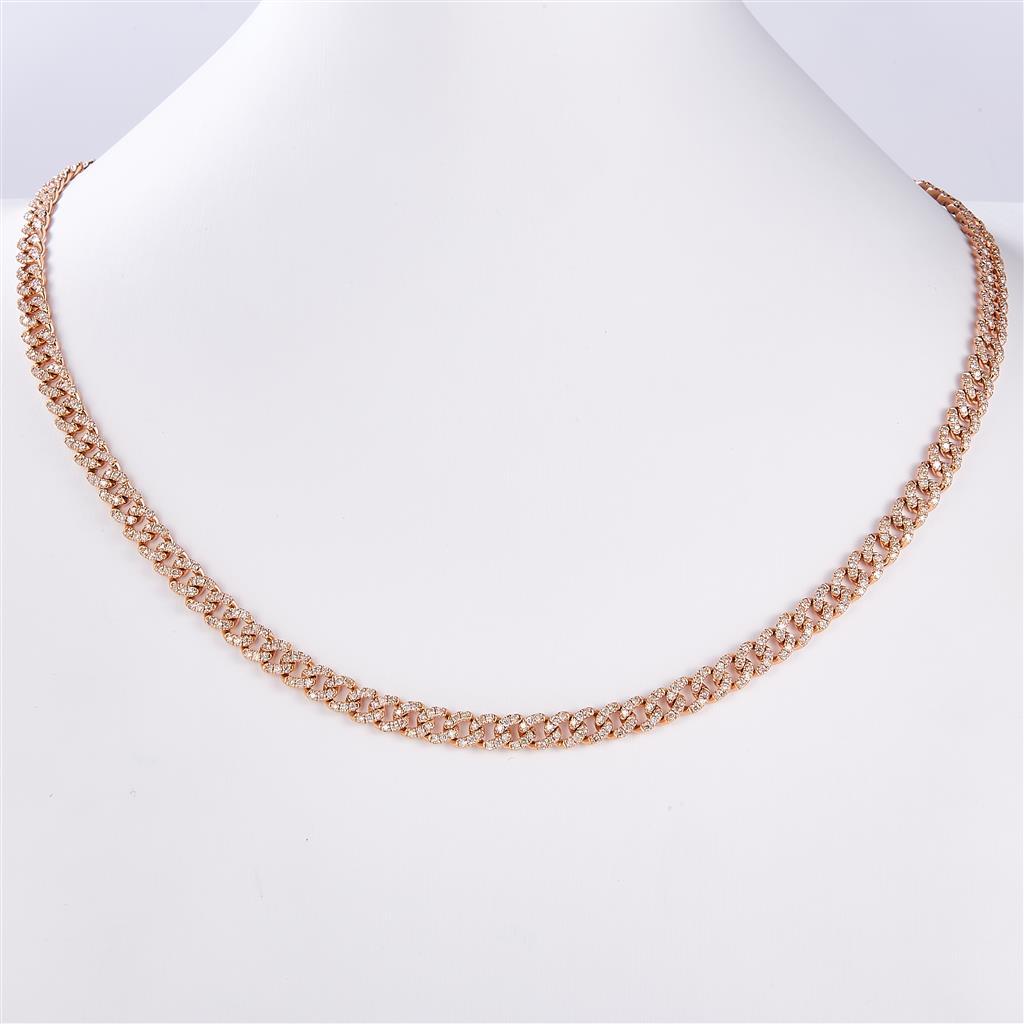 Diamond 14 Kt Gold Solid Cuban Link Chain