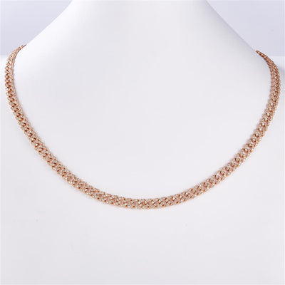5.63 Ct. Diamond 14 Kt Gold (Rosé). Solid Cuban Link Chain. (Unisex). 22 in Long. 5 mm Wide