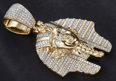 0.79 Ct. Diamond 10 Kt Gold (Yellow). King Tut Pendant. (Unisex).
