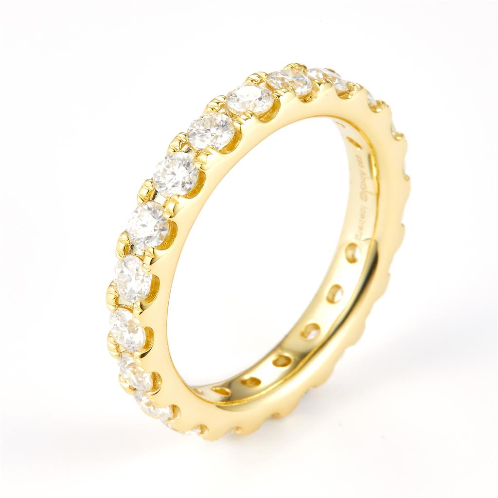 1.82 Ct. Moissanite Sterling Silver (Yellow). Wedding Band Ring. (Women). Size 7.5