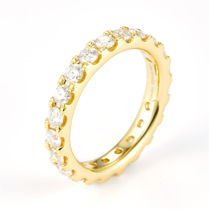 1.82 Ct. Moissanite Sterling Silver (Yellow). Wedding Band Ring. (Women). Size 7.5