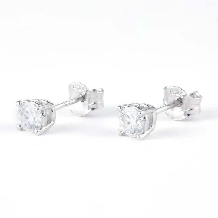 0.6 Ct. Moissanite Sterling Silver (White). Solitaire Stud Earrings. (Women).