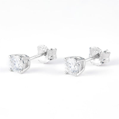 0.6 Ct. Moissanite Sterling Silver (White). Solitaire Stud Earrings. (Women).