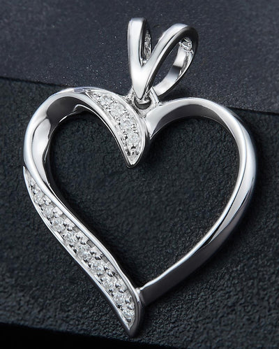 0.05 Ct. Diamond 10 Kt Gold (White). Heart Pendant. (Women).