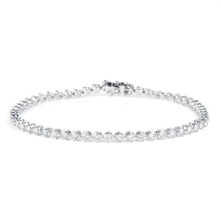 3 Ct. Diamond 10 Kt Gold (White). Tennis Bracelet. (Unisex). 7.5 in Long. 3.2 mm Wide